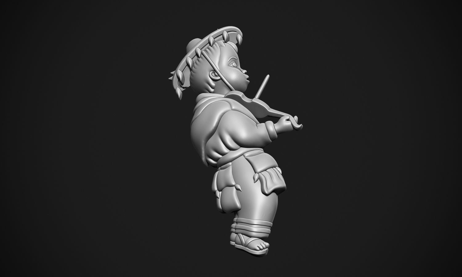 Mexican boy with violin 3D print model_7