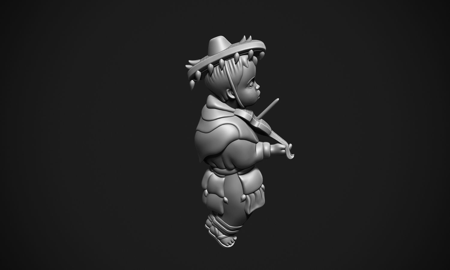 Mexican boy with violin 3D print model_5
