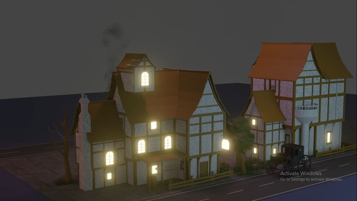 beautiful low poly house with road Low-poly 3D model_6