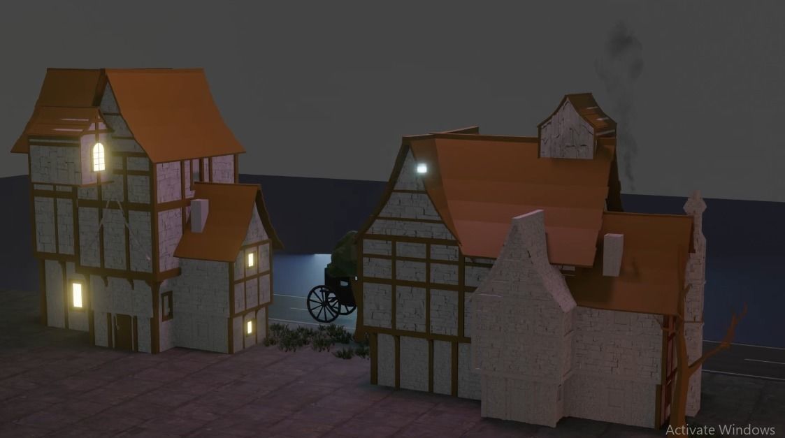 beautiful low poly house with road Low-poly 3D model_8