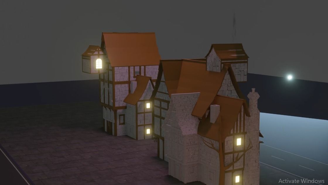 beautiful low poly house with road Low-poly 3D model_7