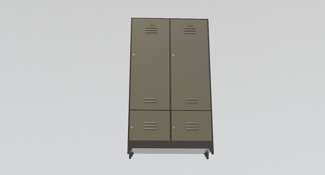 Locker with two doors Low-poly 3D model_6