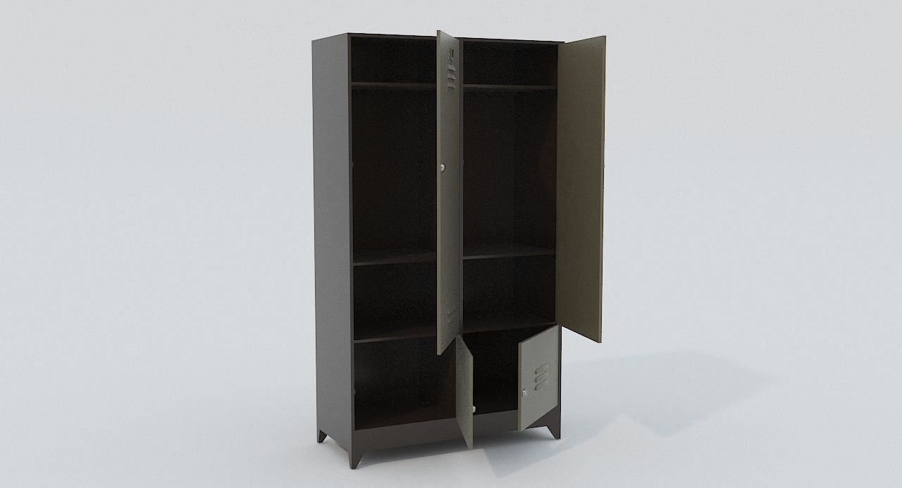 Locker with two doors Low-poly 3D model_3