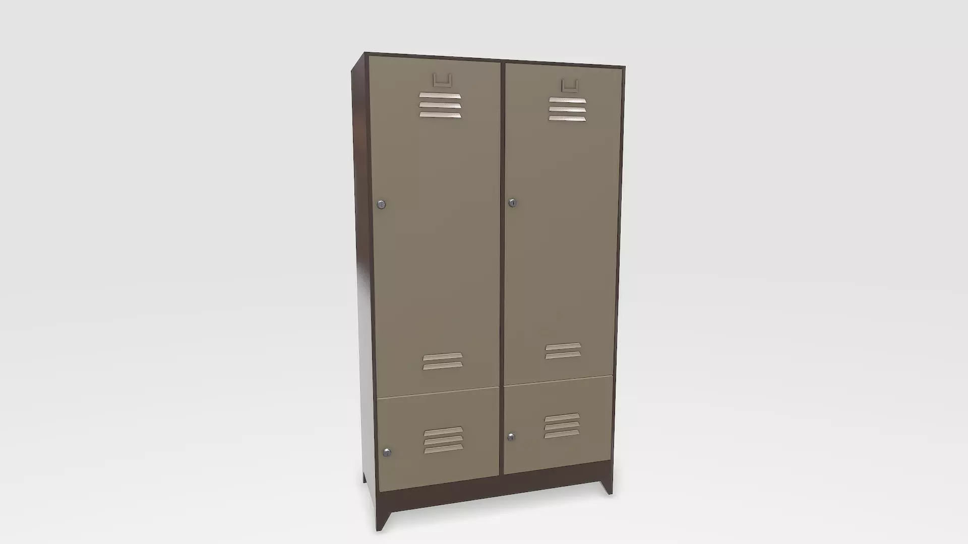 Locker with two doors Low-poly 3D model_0