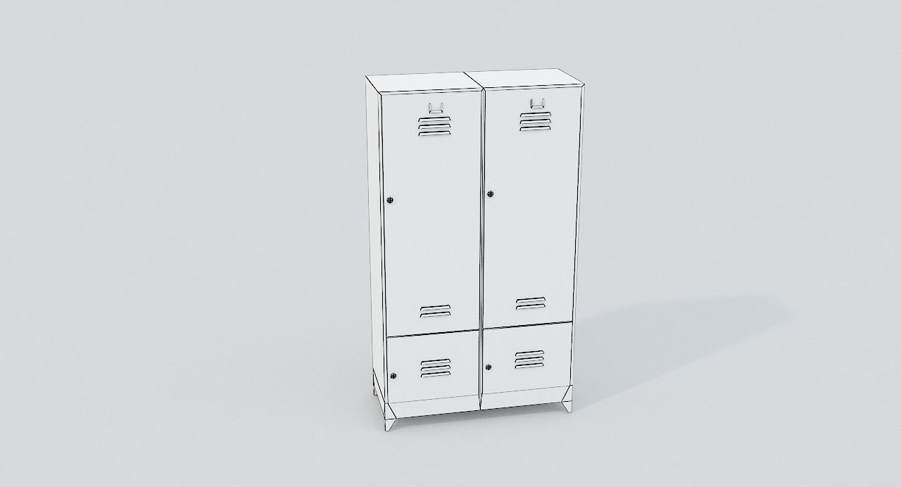 Locker with two doors Low-poly 3D model_8