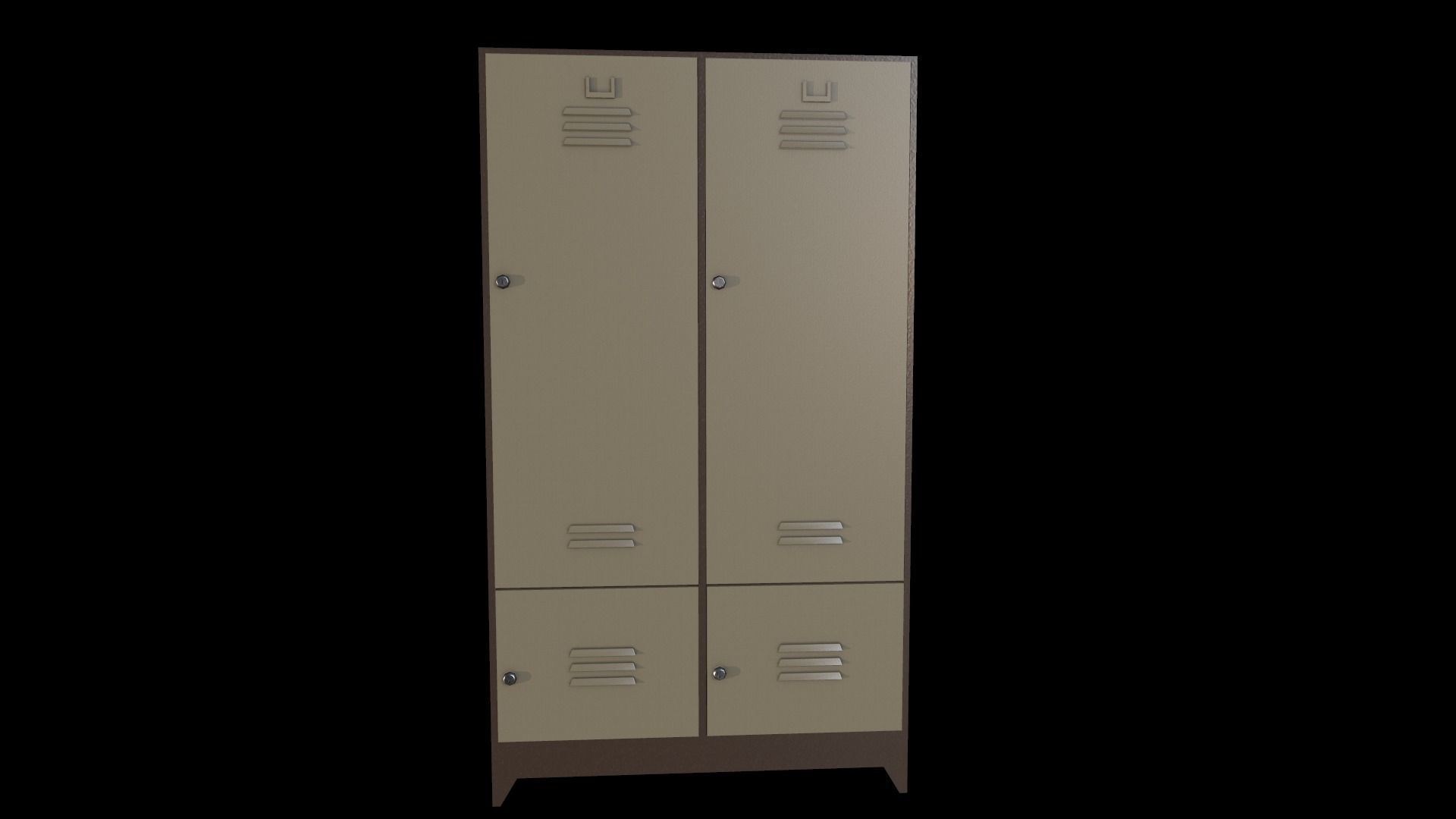 Locker with two doors Low-poly 3D model_7