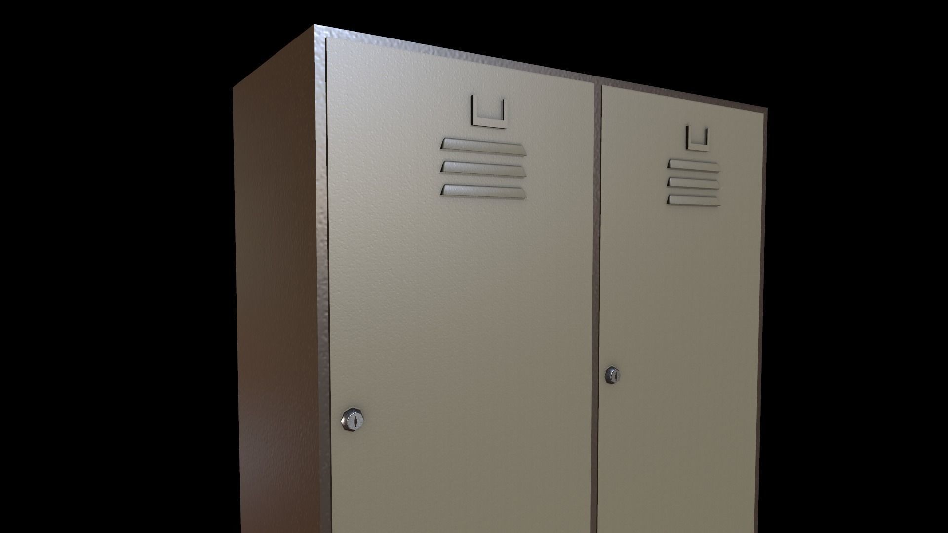 Locker with two doors Low-poly 3D model_2