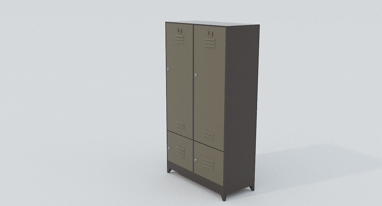 Locker with two doors Low-poly 3D model_5
