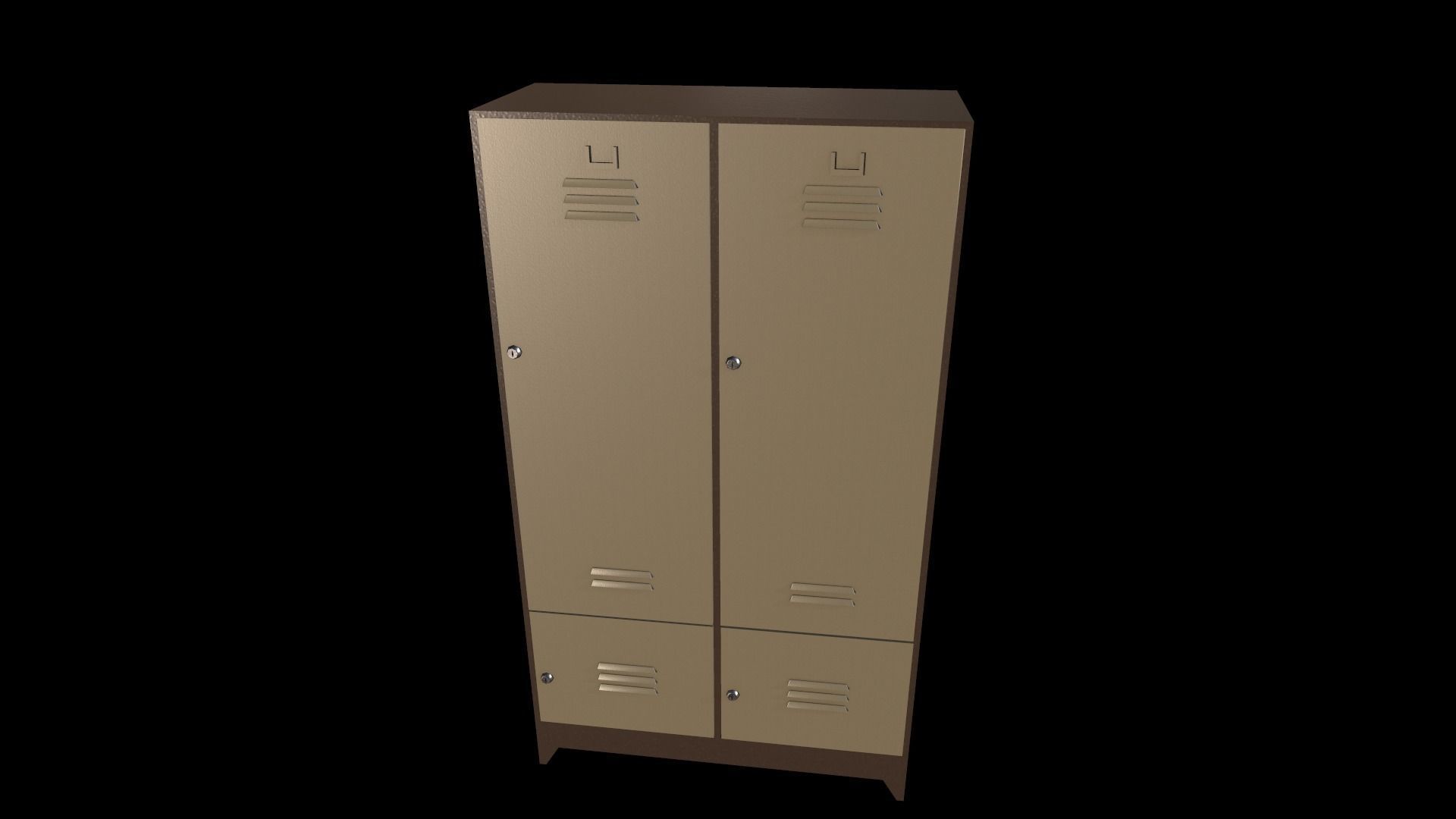 Locker with two doors Low-poly 3D model_4
