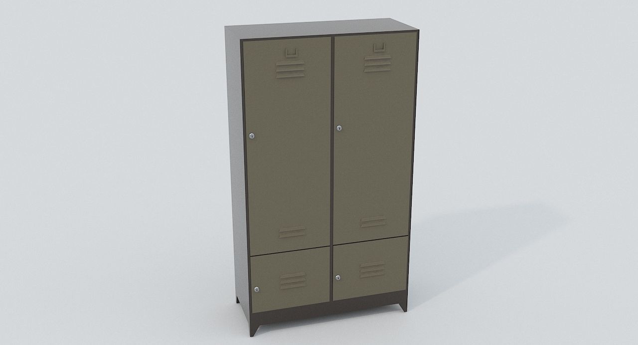 Locker with two doors Low-poly 3D model_1