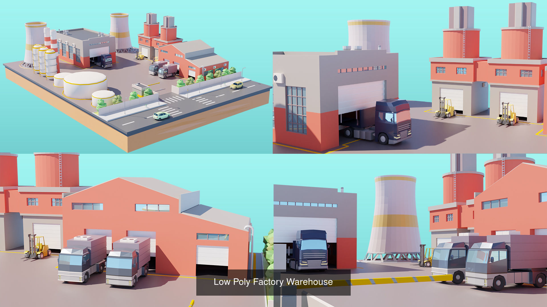 Low Poly Modern City Pack 3D Model Collection_6