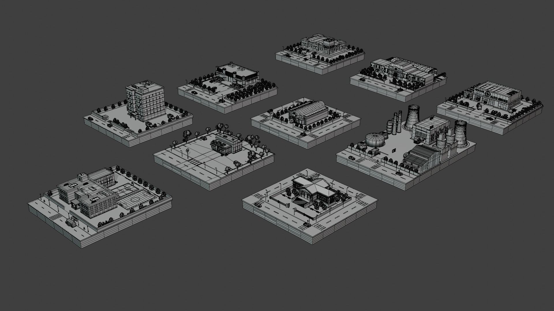 Low Poly Modern City Pack 3D Model Collection_5