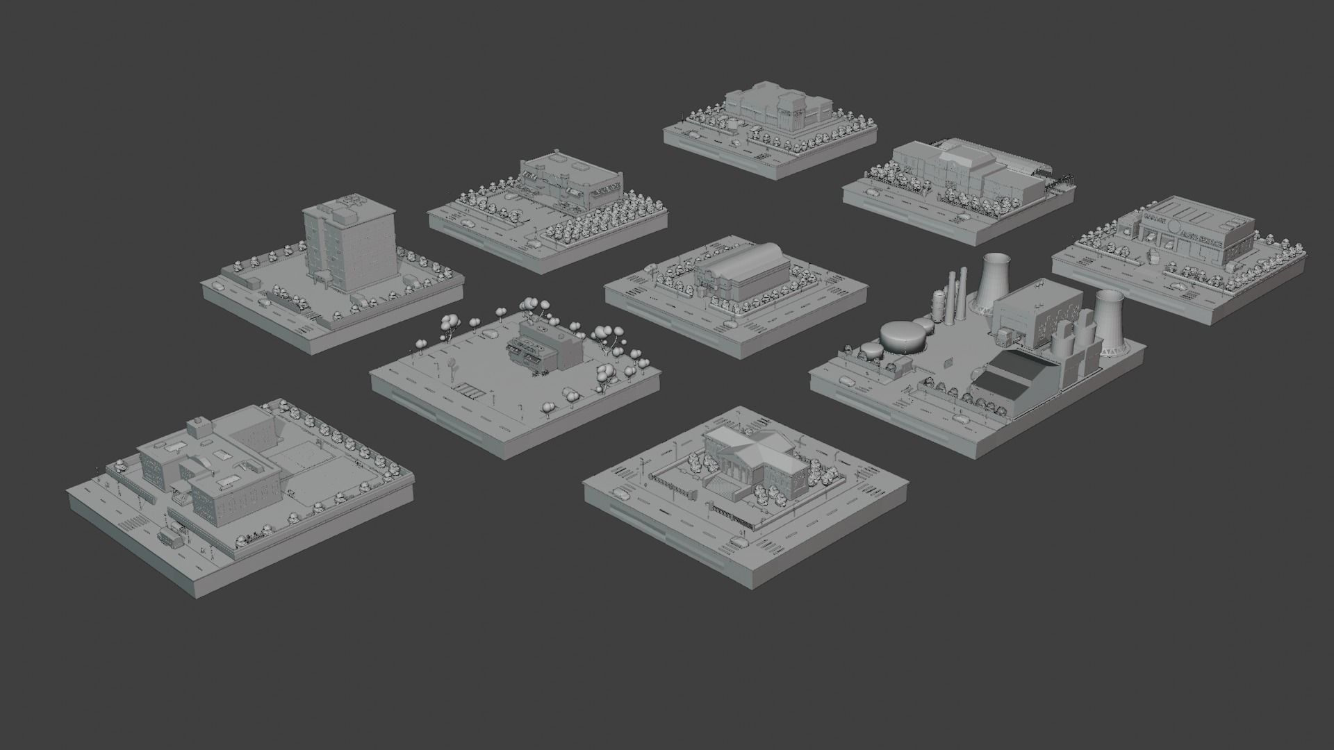 Low Poly Modern City Pack 3D Model Collection_4