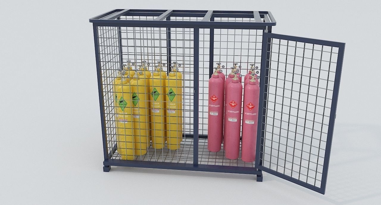 8-types of Industrial Gas Cylinders Low-poly 3D model_7