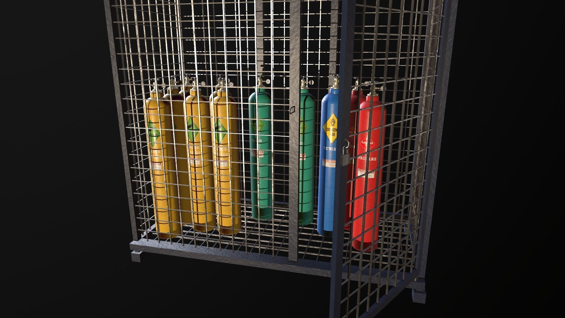 8-types of Industrial Gas Cylinders Low-poly 3D model_2