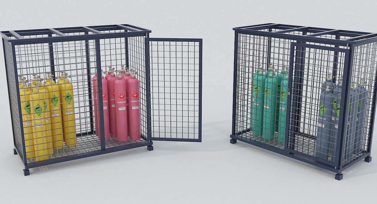 8-types of Industrial Gas Cylinders Low-poly 3D model_1