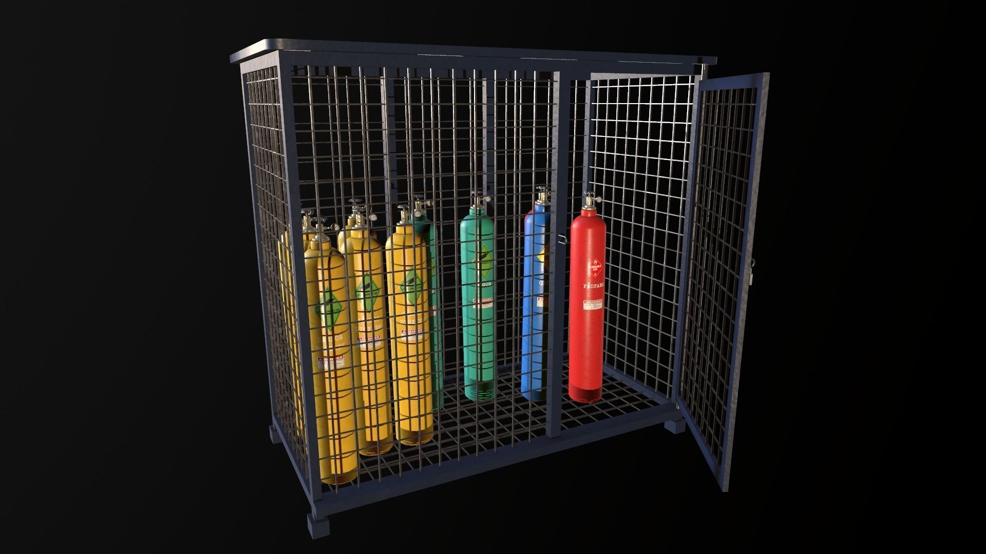 8-types of Industrial Gas Cylinders Low-poly 3D model_6