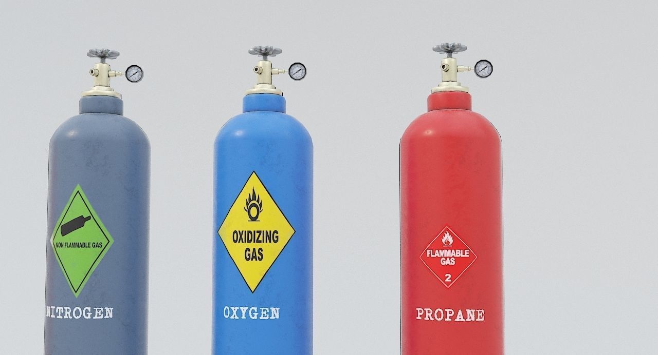 8-types of Industrial Gas Cylinders Low-poly 3D model_4