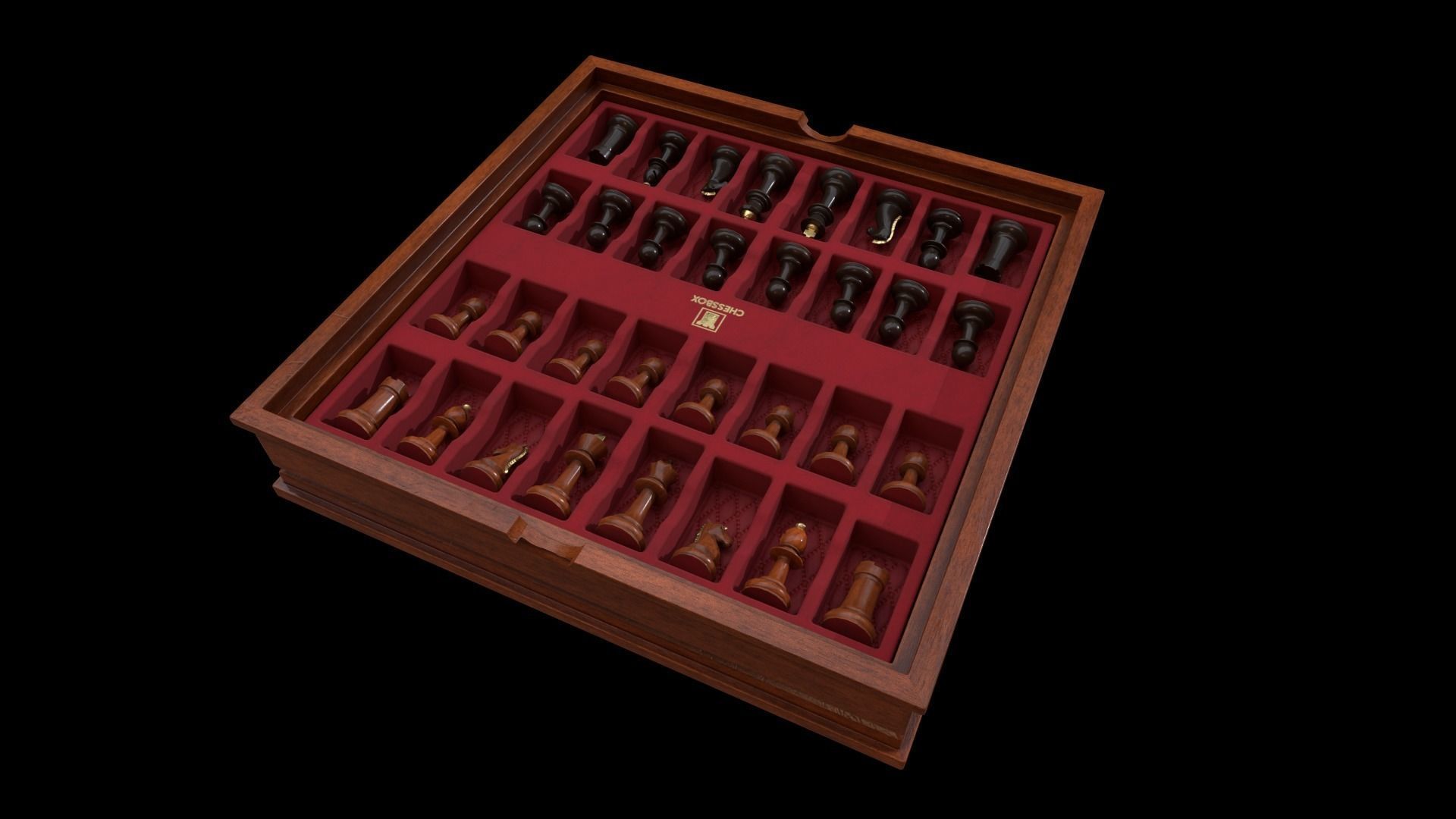 Wooden Chessboard Game-ready Low-poly 3D model_14