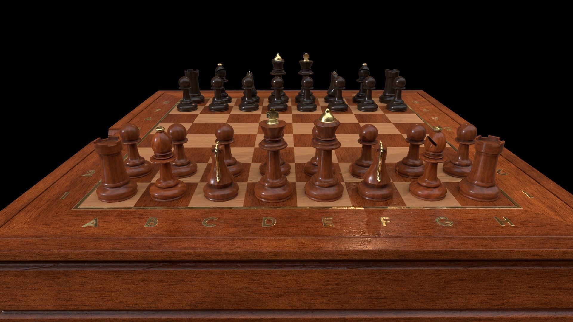 Wooden Chessboard Game-ready Low-poly 3D model_10