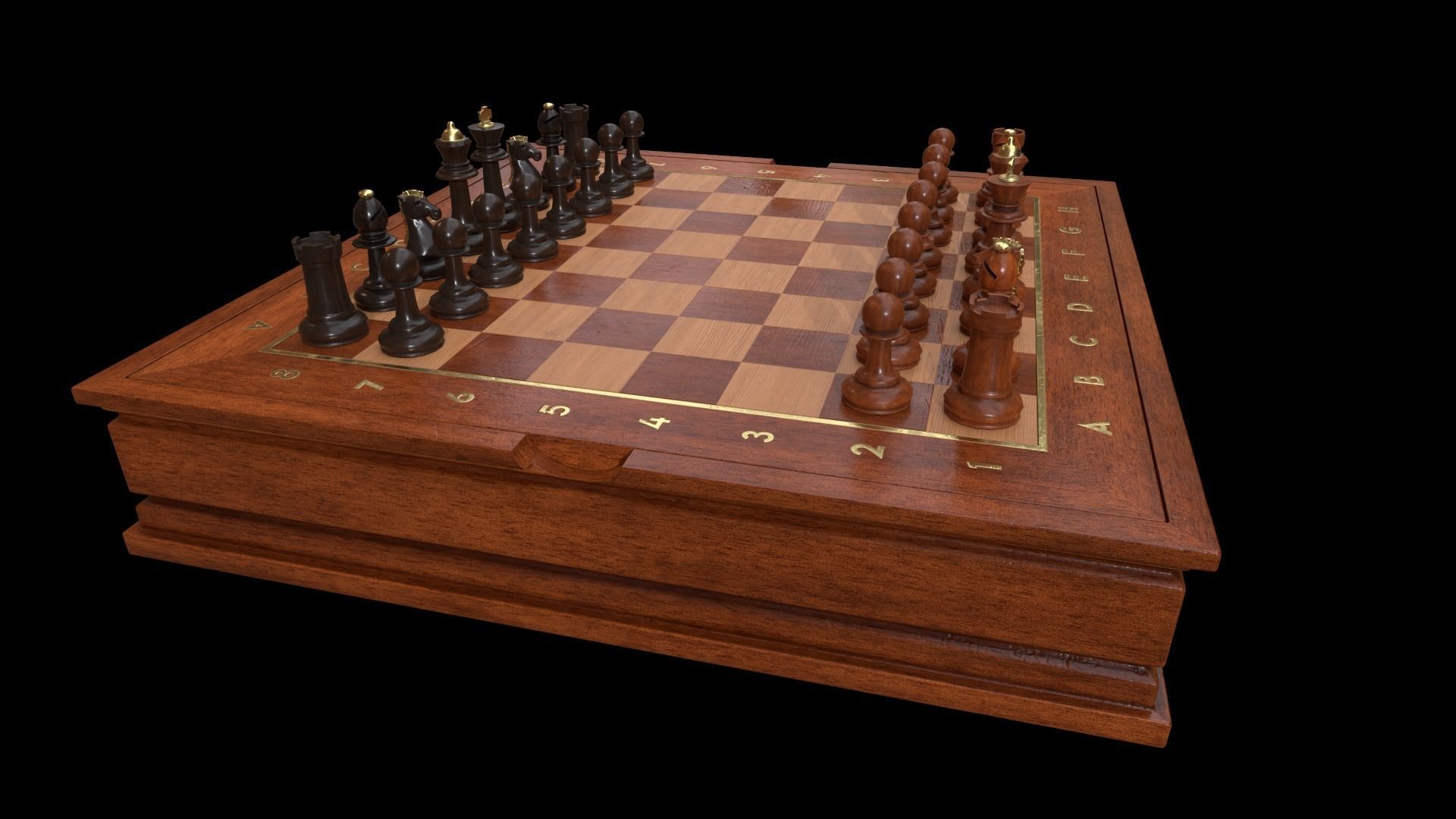 Wooden Chessboard Game-ready Low-poly 3D model_9