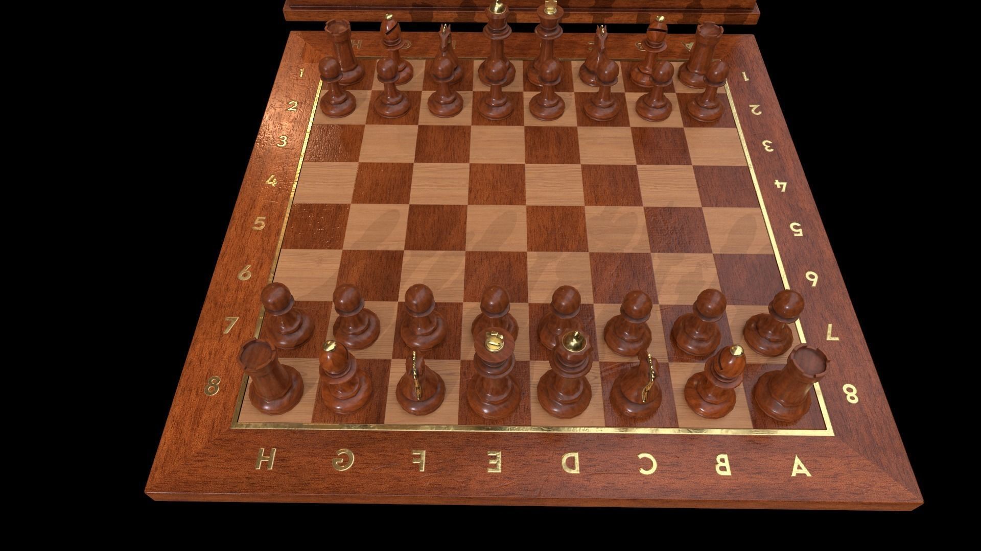 Wooden Chessboard Game-ready Low-poly 3D model_28