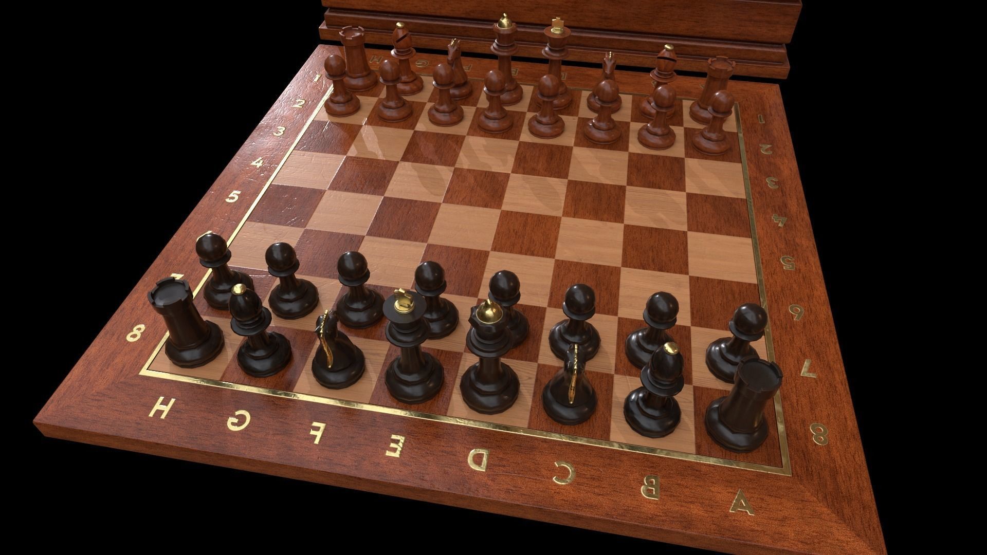 Wooden Chessboard Game-ready Low-poly 3D model_26