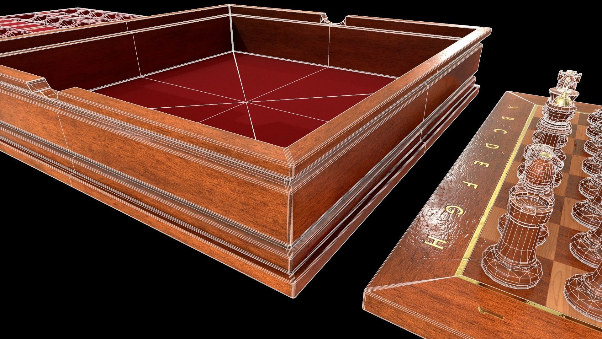 Wooden Chessboard Game-ready Low-poly 3D model_17