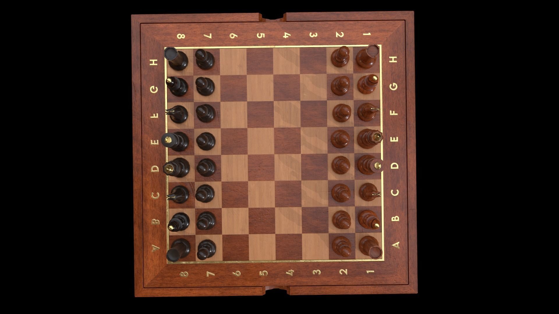 Wooden Chessboard Game-ready Low-poly 3D model_12