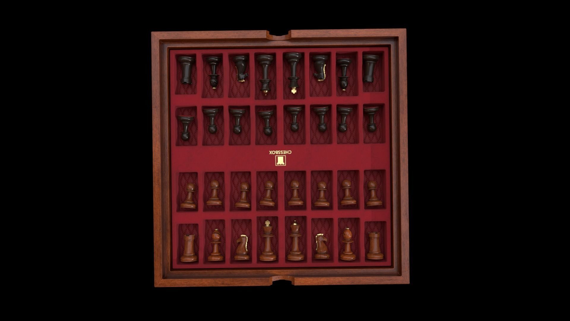 Wooden Chessboard Game-ready Low-poly 3D model_13