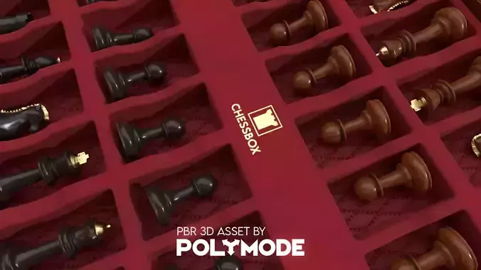 Wooden Chessboard Game-ready Low-poly 3D model