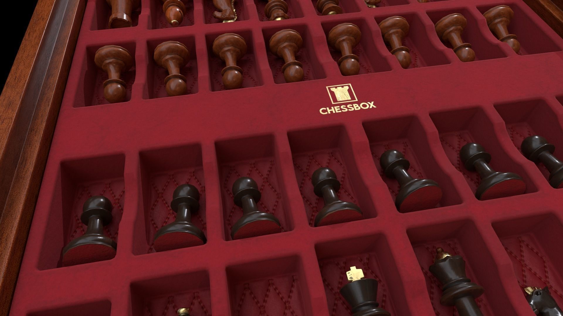 Wooden Chessboard Game-ready Low-poly 3D model_15