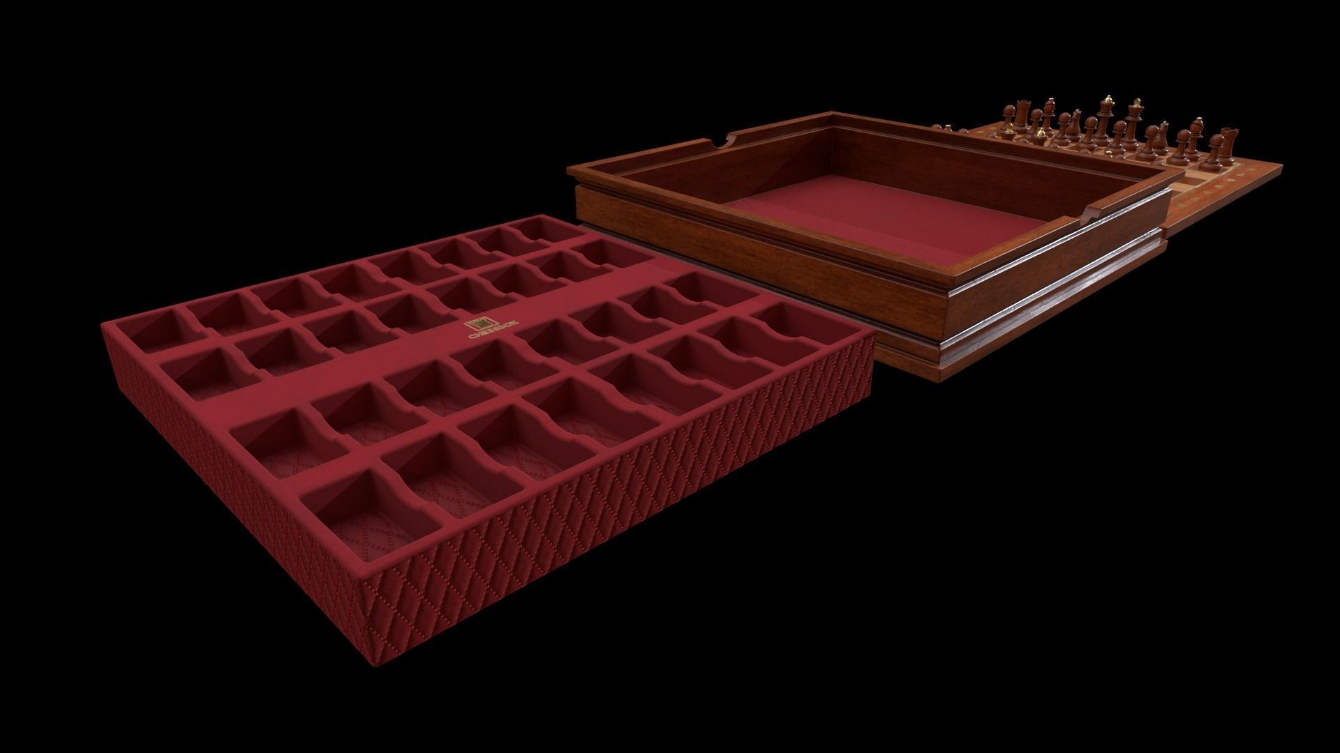 Wooden Chessboard Game-ready Low-poly 3D model_29