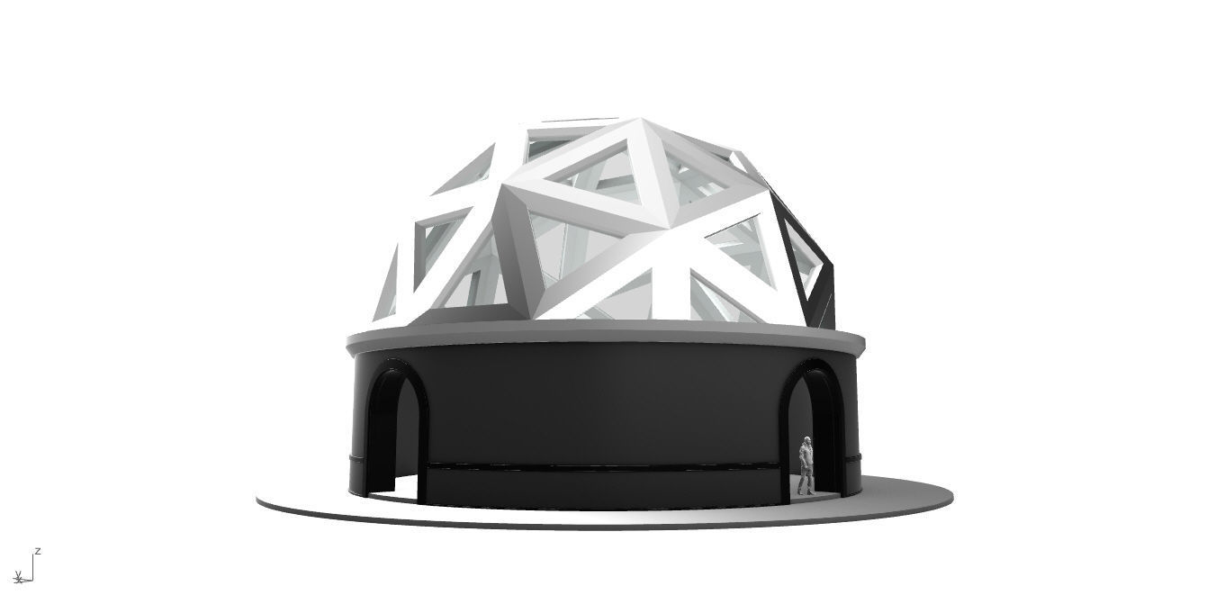 Geodesic Dome Pavilion Architectural Structure V1 3D model_16