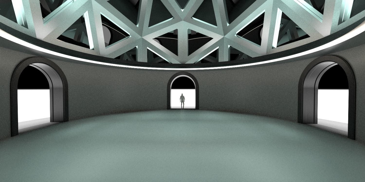 Geodesic Dome Pavilion Architectural Structure V1 3D model_2