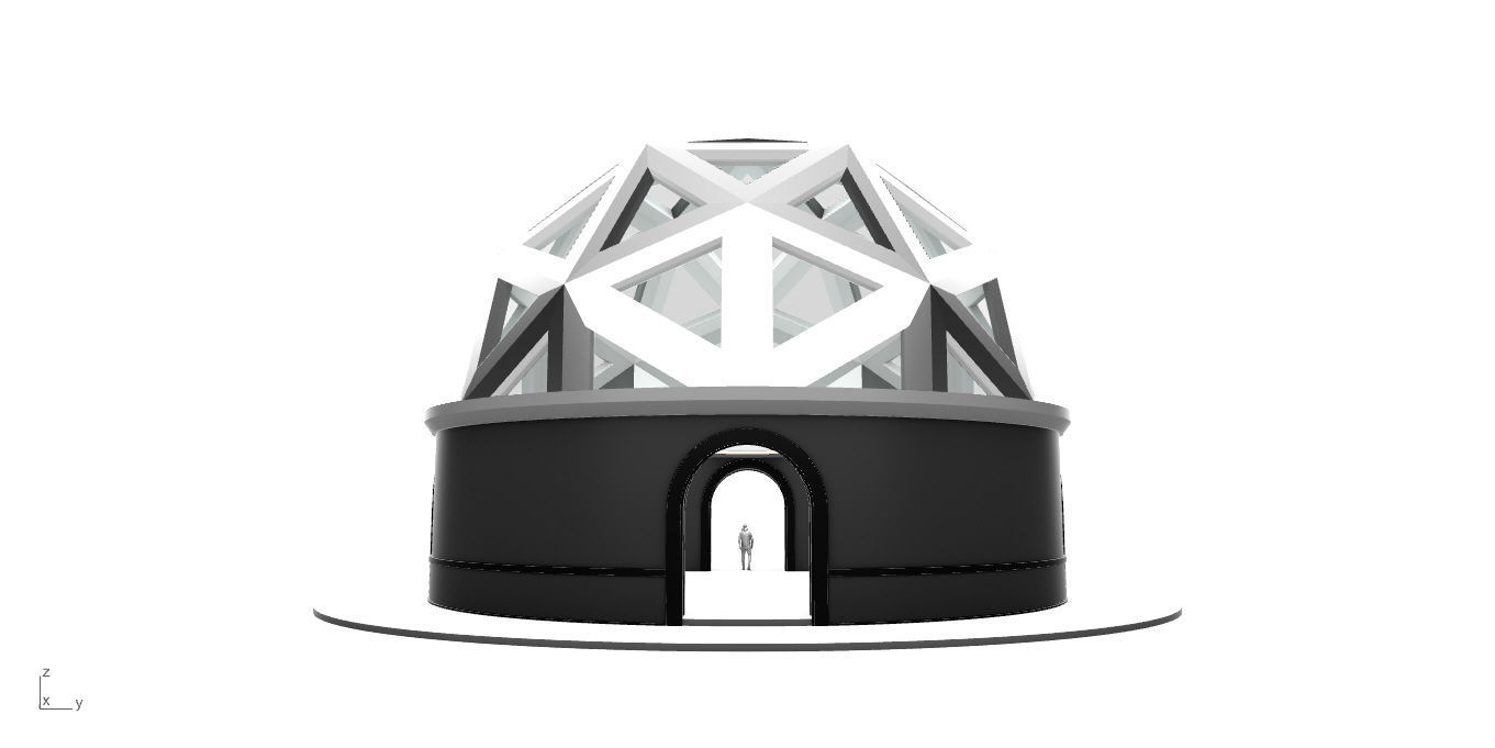 Geodesic Dome Pavilion Architectural Structure V1 3D model_10