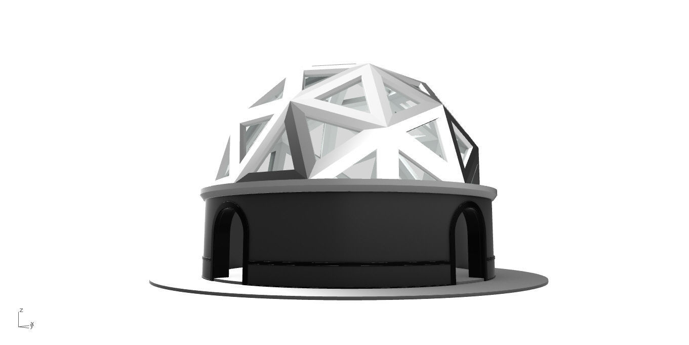Geodesic Dome Pavilion Architectural Structure V1 3D model_8