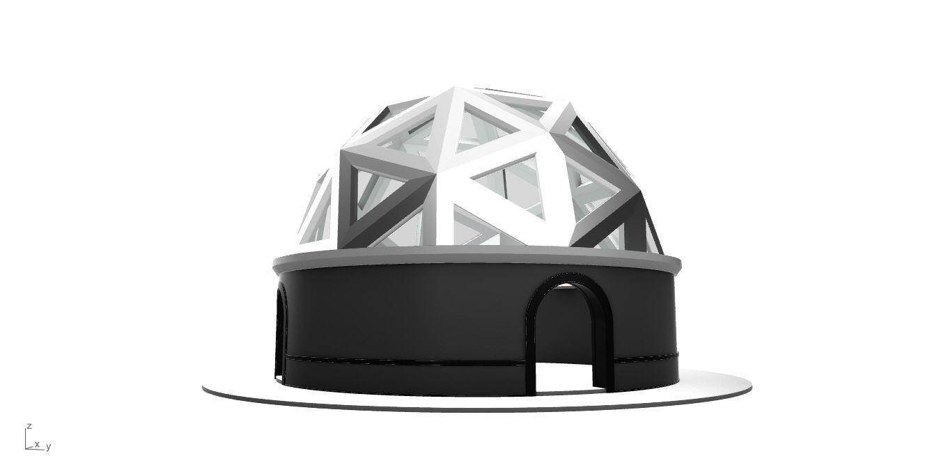 Geodesic Dome Pavilion Architectural Structure V1 3D model_9