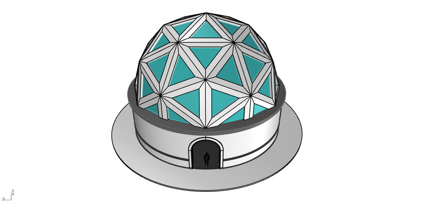 Geodesic Dome Pavilion Architectural Structure V1 3D model_36