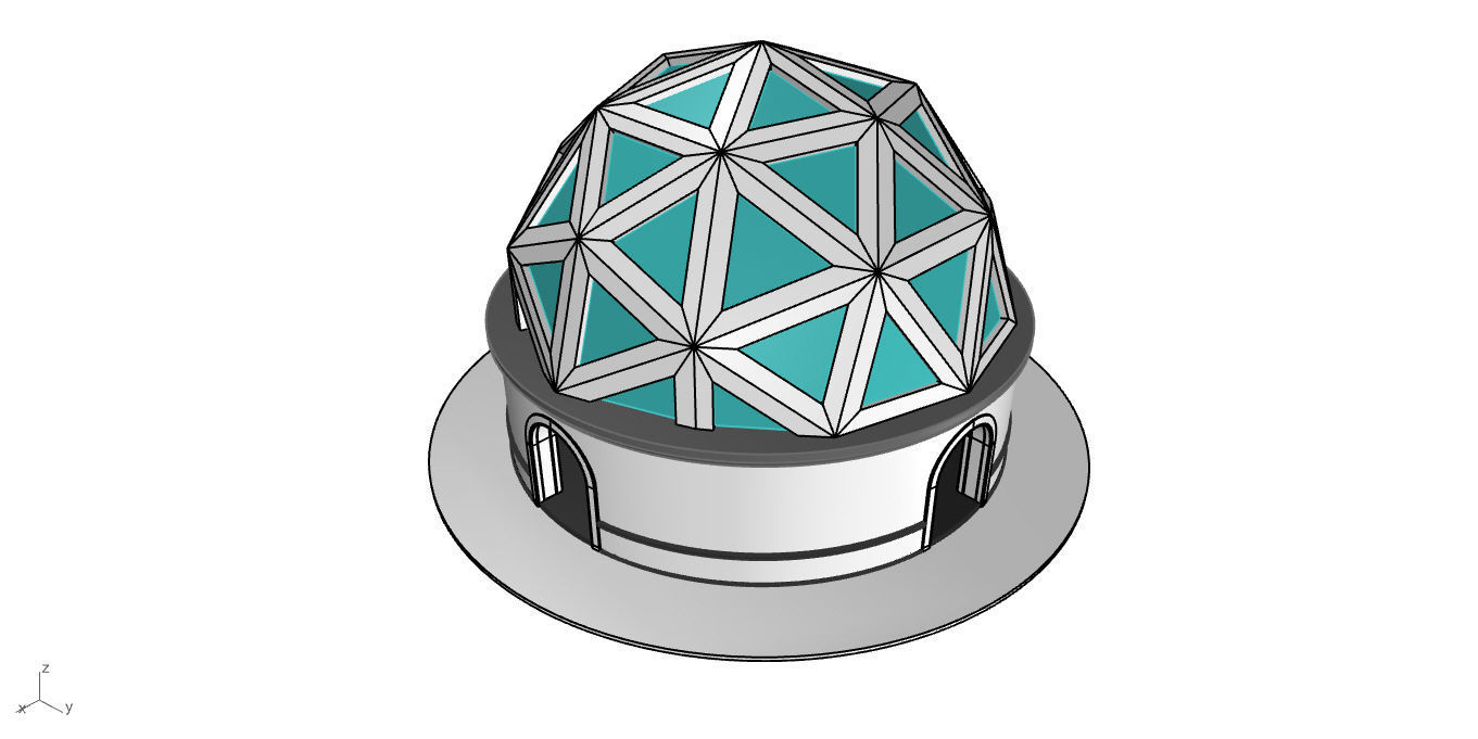 Geodesic Dome Pavilion Architectural Structure V1 3D model_46