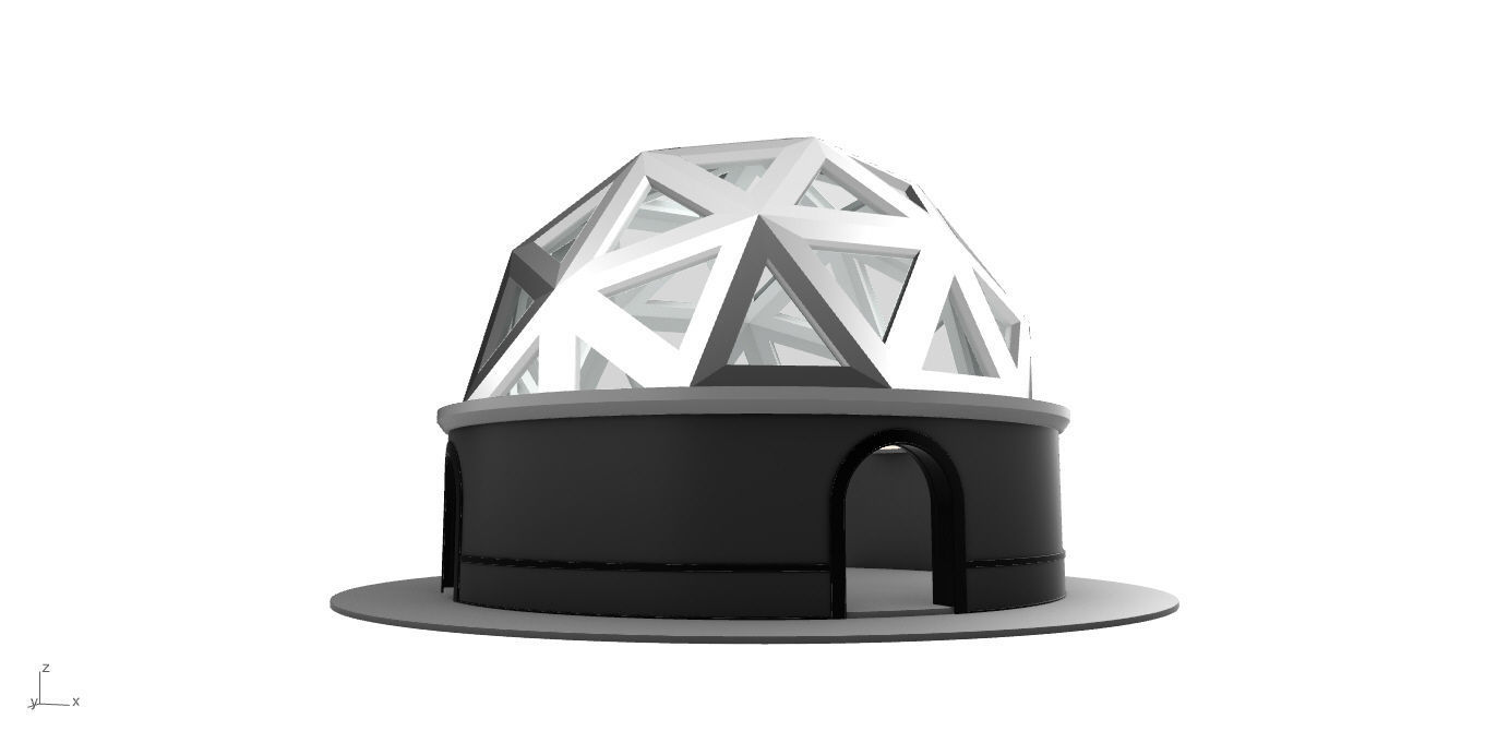 Geodesic Dome Pavilion Architectural Structure V1 3D model_5
