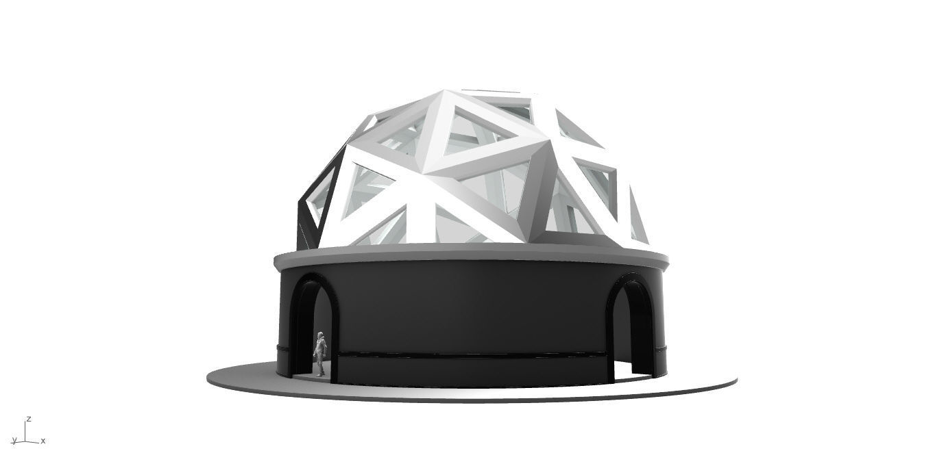 Geodesic Dome Pavilion Architectural Structure V1 3D model_4