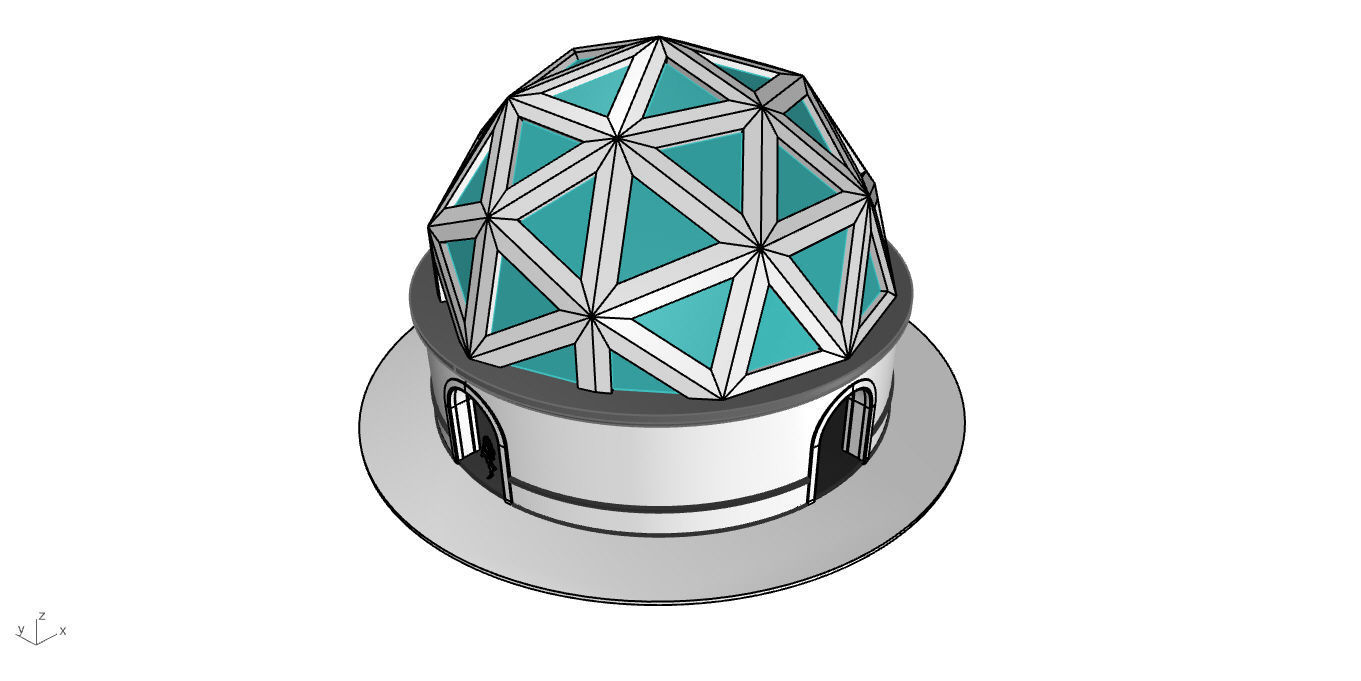 Geodesic Dome Pavilion Architectural Structure V1 3D model_38