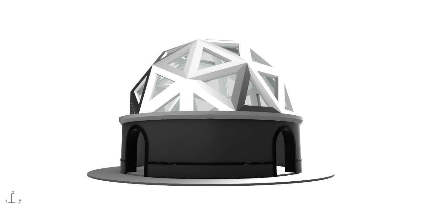 Geodesic Dome Pavilion Architectural Structure V1 3D model_12