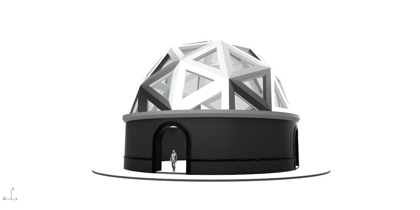 Geodesic Dome Pavilion Architectural Structure V1 3D model_3