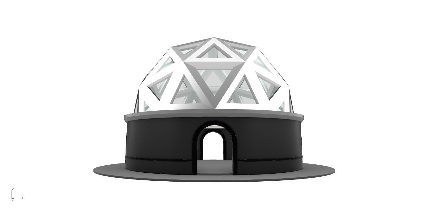 Geodesic Dome Pavilion Architectural Structure V1 3D model_6
