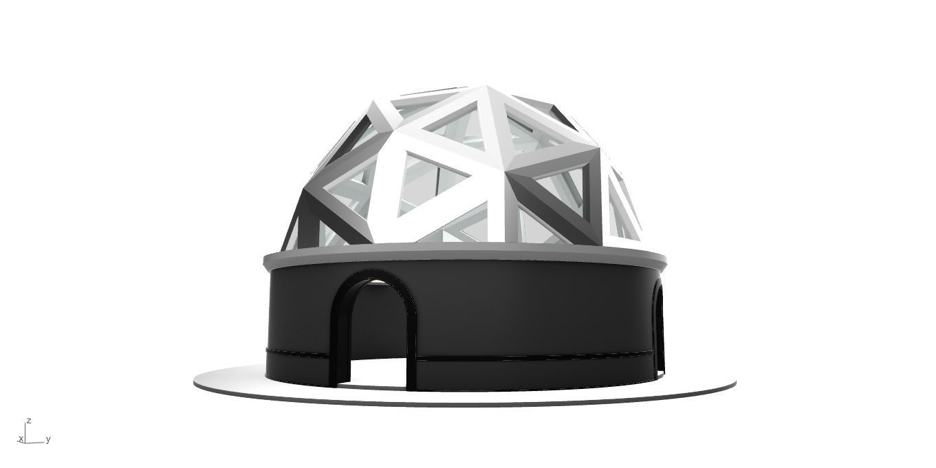 Geodesic Dome Pavilion Architectural Structure V1 3D model_11