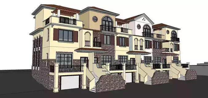 Nobility-History-Castle-Villa-064 townhouse with balconies and stairs