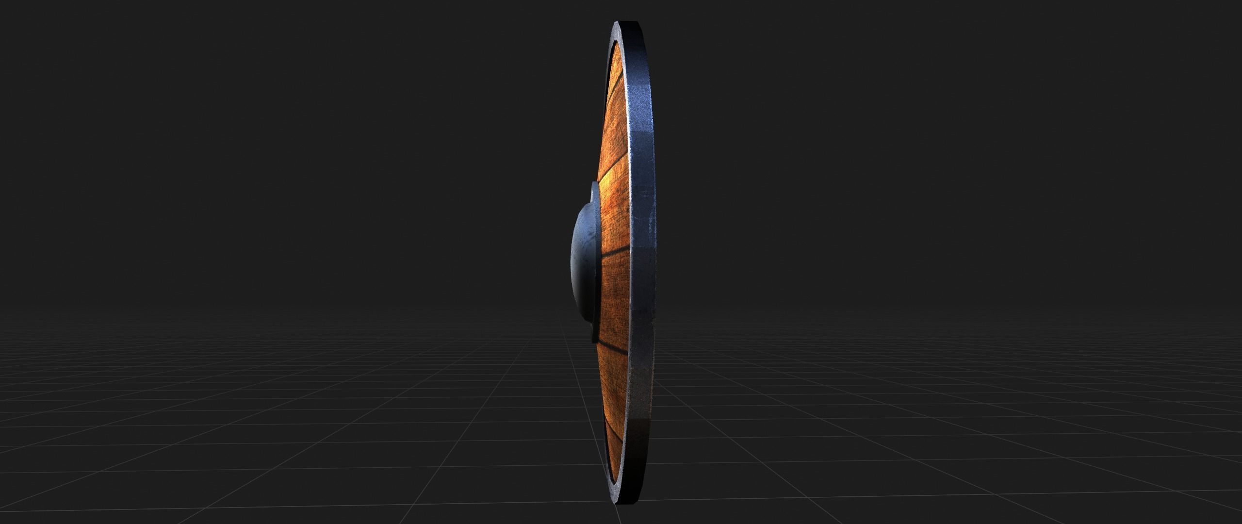 Round Wooden Shield Low-poly 3D model_2