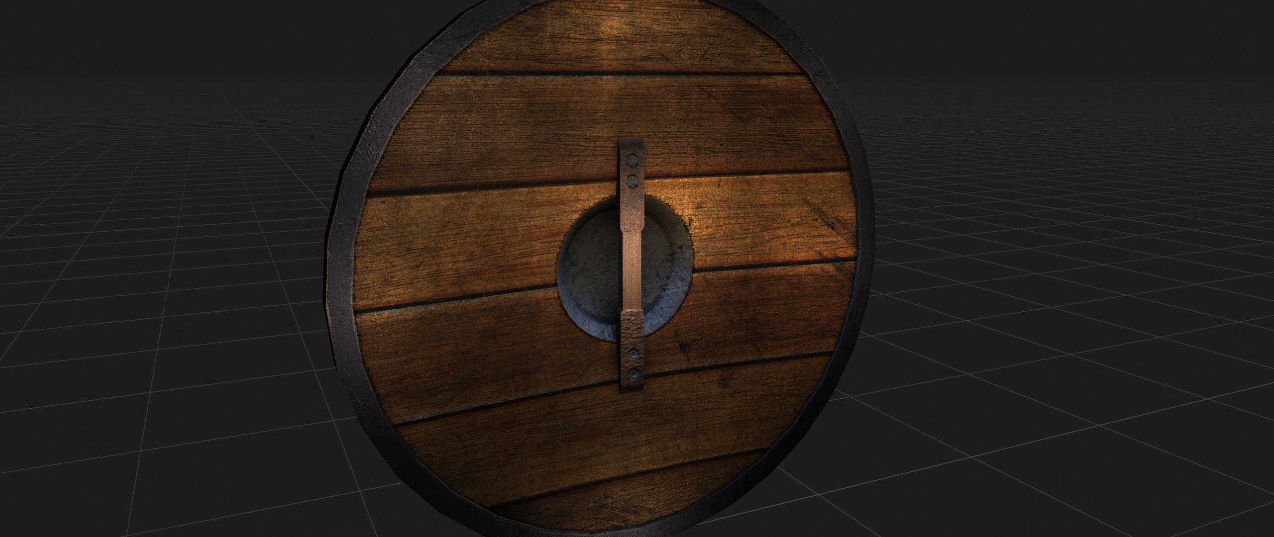 Round Wooden Shield Low-poly 3D model_4